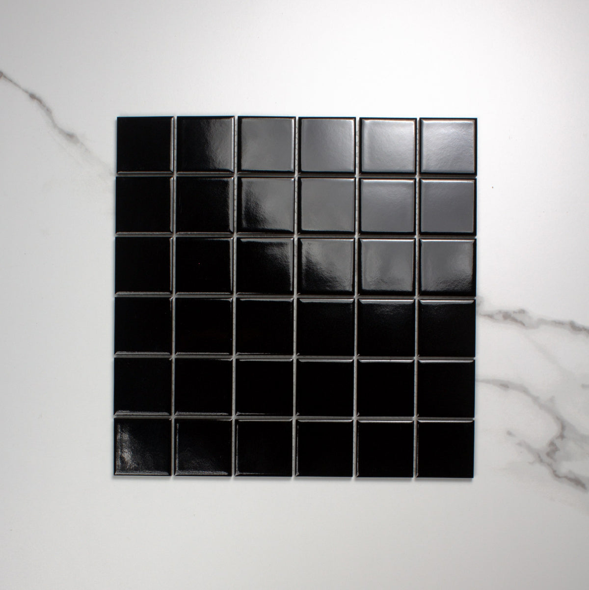Black Gloss Porcelain Glazed Square 48x48mm top view