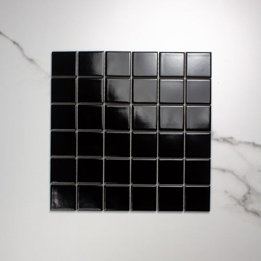 Black Gloss Porcelain Glazed Square 48x48mm top view