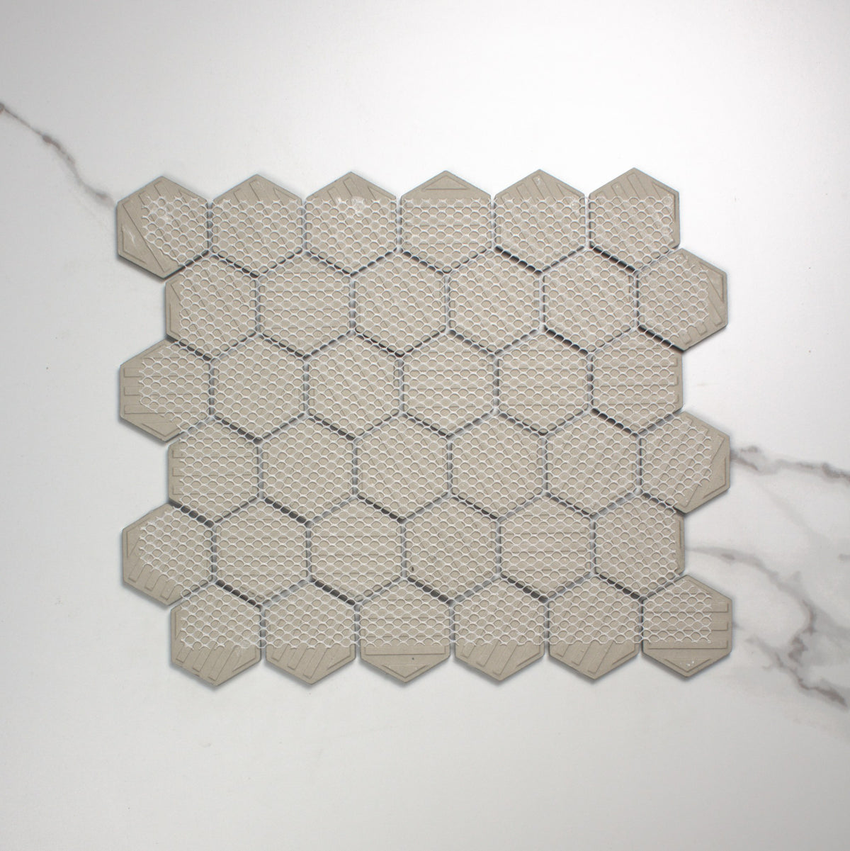 Black Gloss Porcelain Glazed Hexagon 51x59mm top view