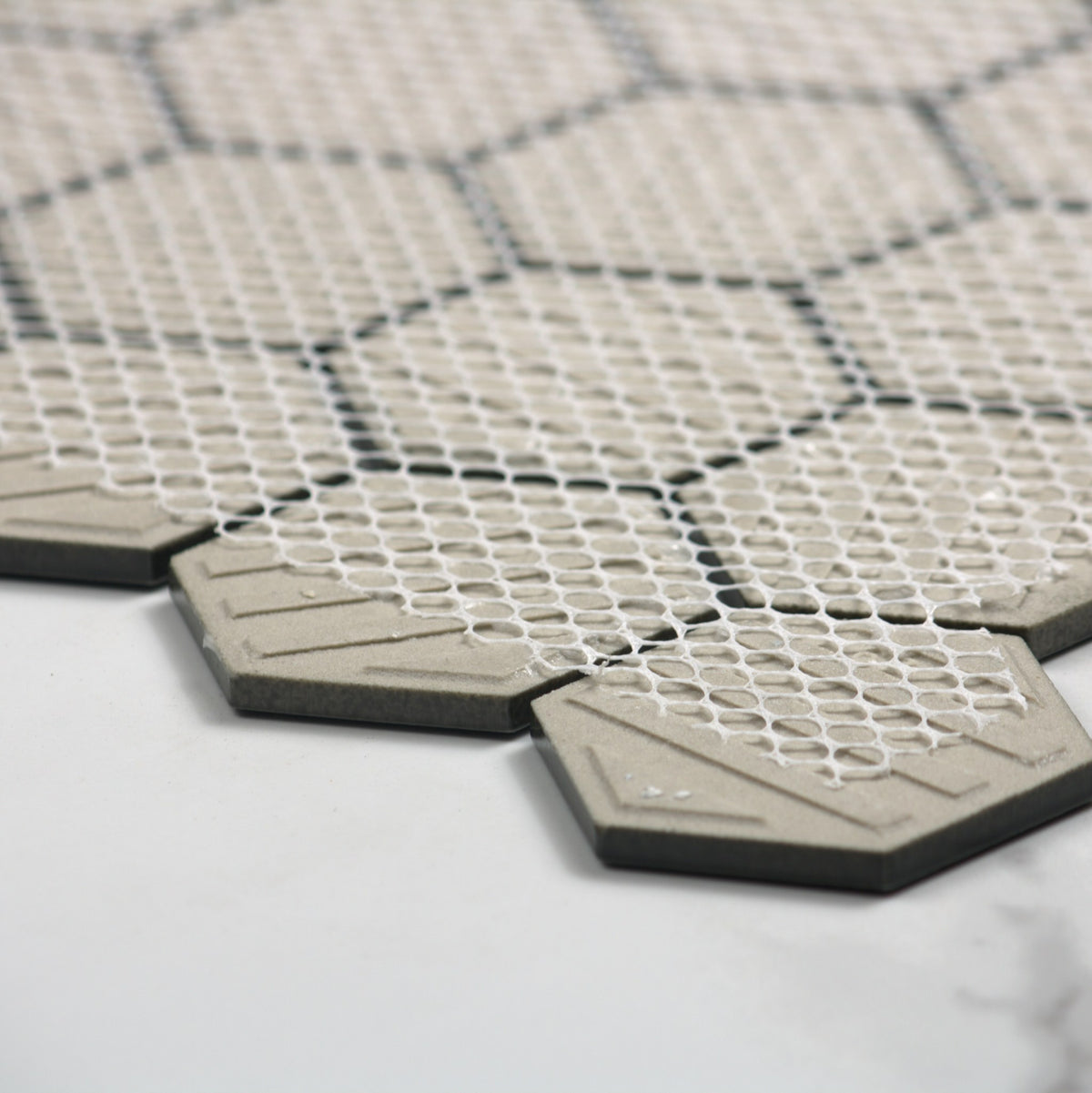 Black Gloss Porcelain Glazed Hexagon 51x59mm angle view
