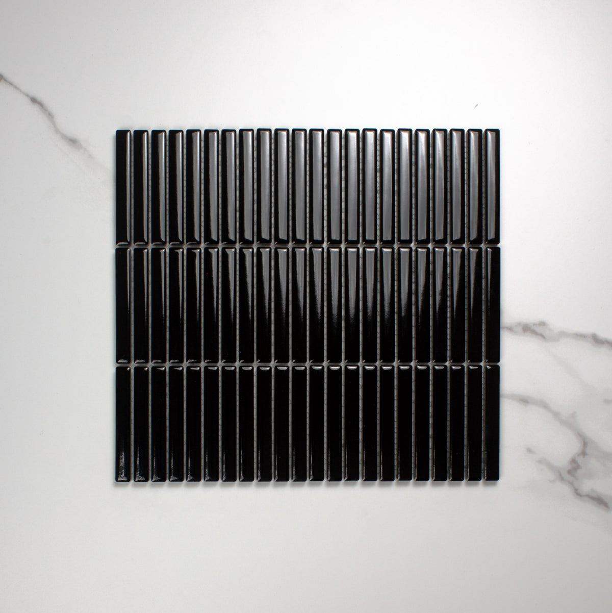 Black Gloss Porcelain Glazed KitKat 12x92mm top view