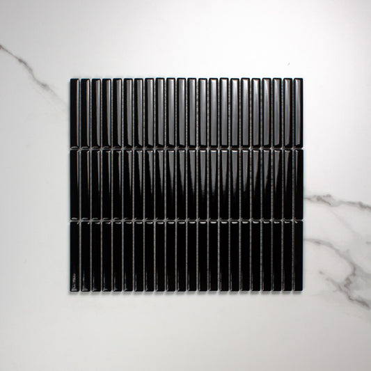 Black Gloss Porcelain Glazed KitKat 12x92mm top view