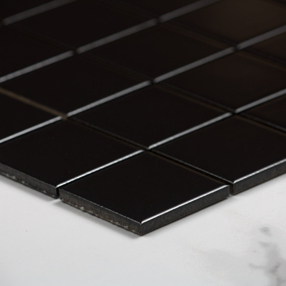 Black Matt Porcelain Glazed Square 48x48mm angle view