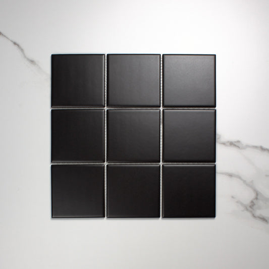 Black Matt Porcelain Glazed Square 97x97mm top view