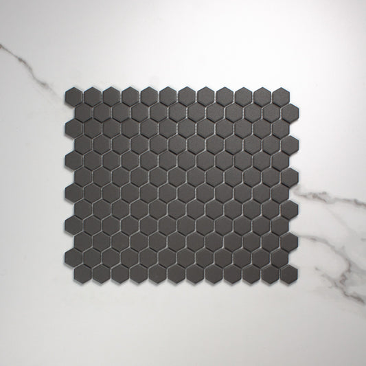 Marlowe Black Matt Mosaic Hexagon 23x23mm top view
