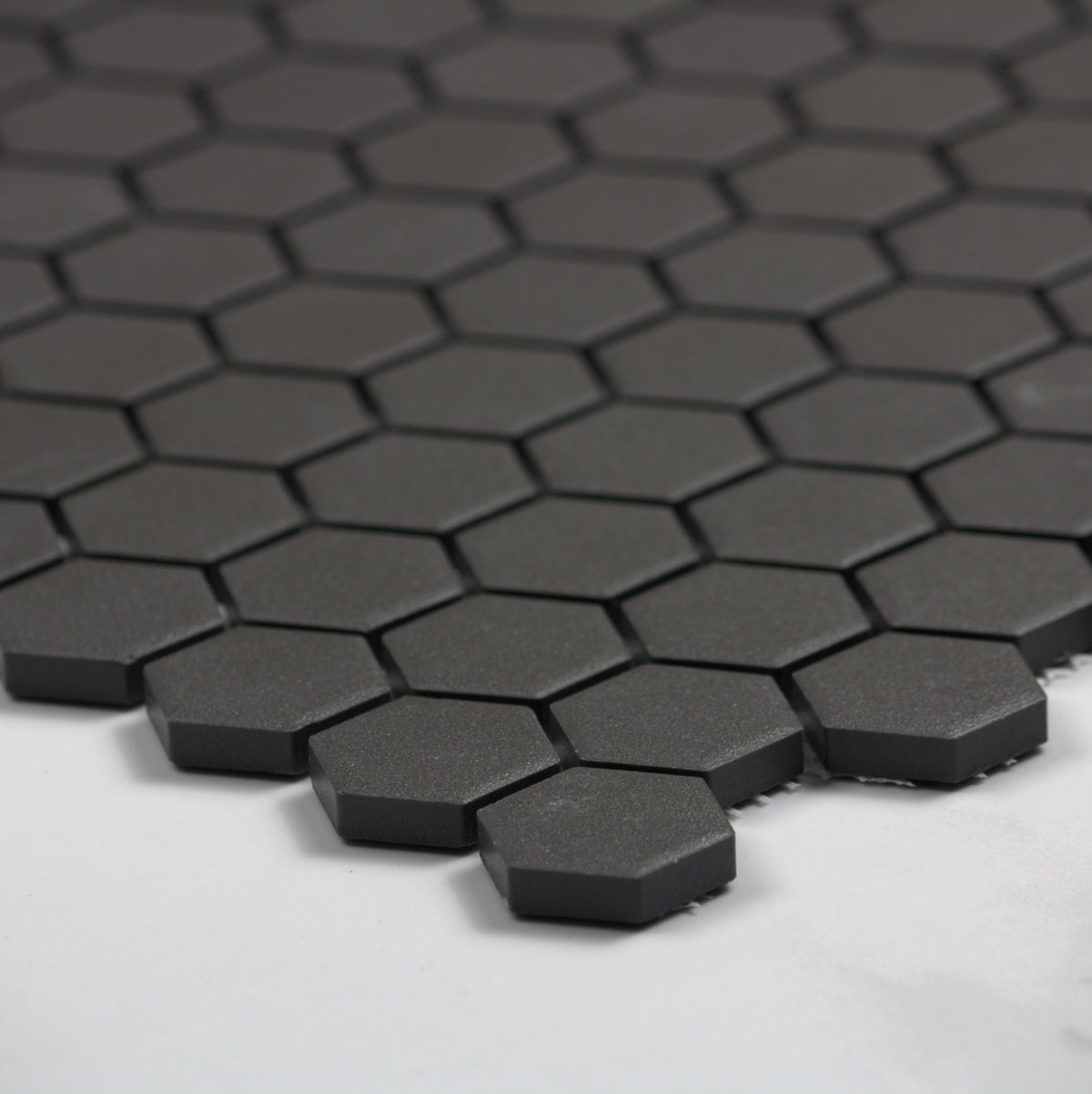 Marlowe Black Matt Mosaic Hexagon 23x23mm angle view