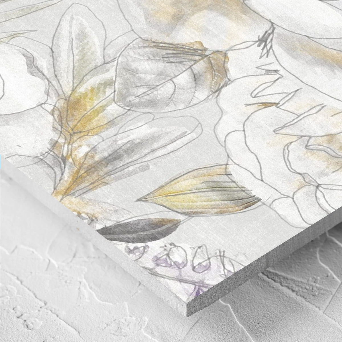 Close-up of the Botanica Magnolia Decor 600x1200mm tile showing the matt surface in detail