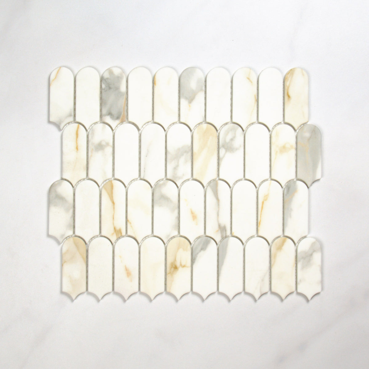 Boutique Calacatta Gold Mix Recycled Glass Feather 258x298mm top view