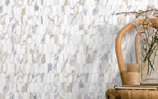 Boutique Calacatta Gold Mix Recycled Glass Feather 28X73Mm 258x298mm