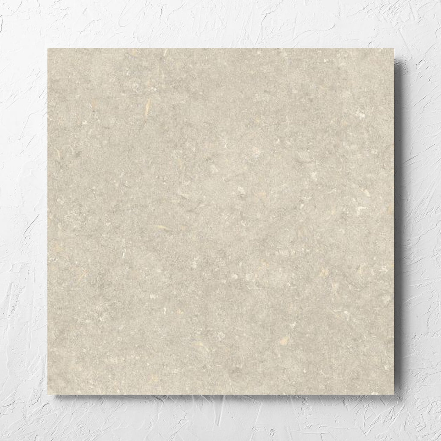 Brighton Earth Matt 600x600mm tile laid flat on a white rendered wall, showing the matt surface