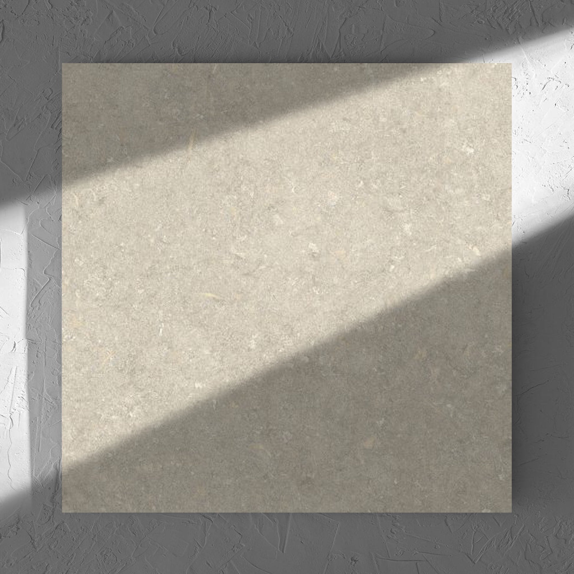 Brighton Earth Matt 600x600mm tile in soft natural window light, showing the matt surface