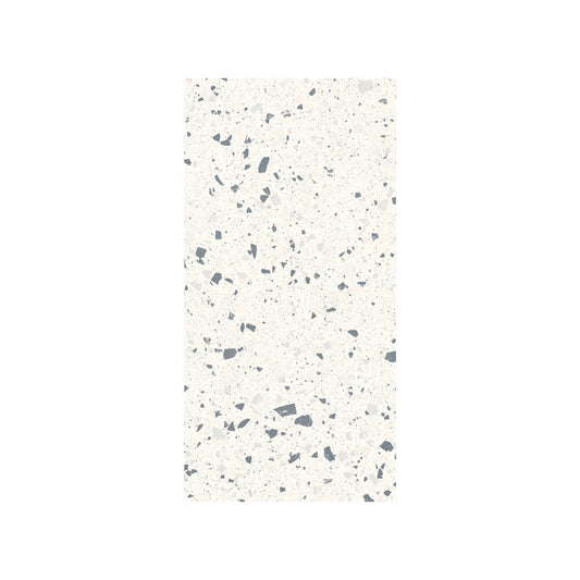 C Venice 300x600 Matt White Terrazzo Look Rectified tile swatch showing a white matt surface with scattered grey and off-white aggregate fragments.