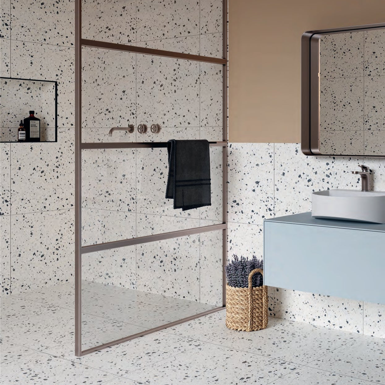 Venice Silver 300x300mm Matt Terrazzo Look Tile