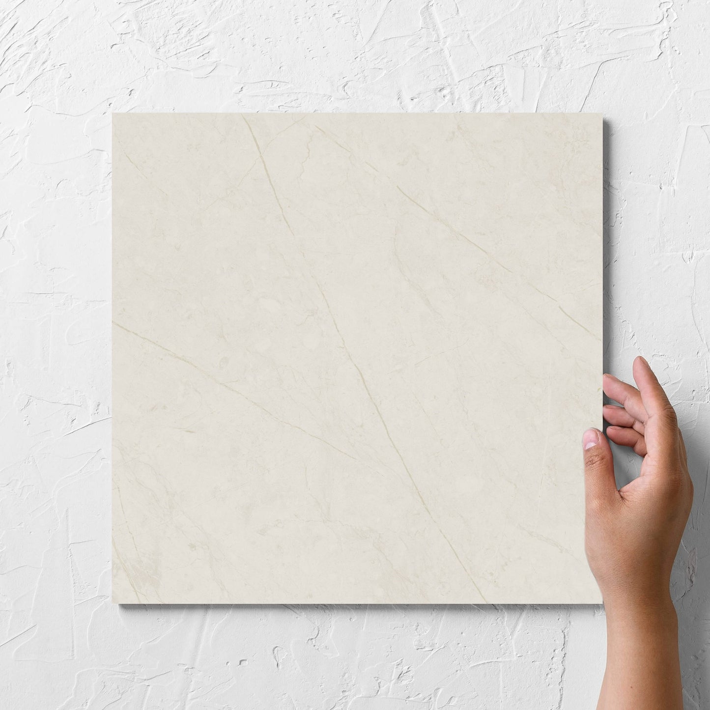Pedra White Matt 300x300mm hand 1