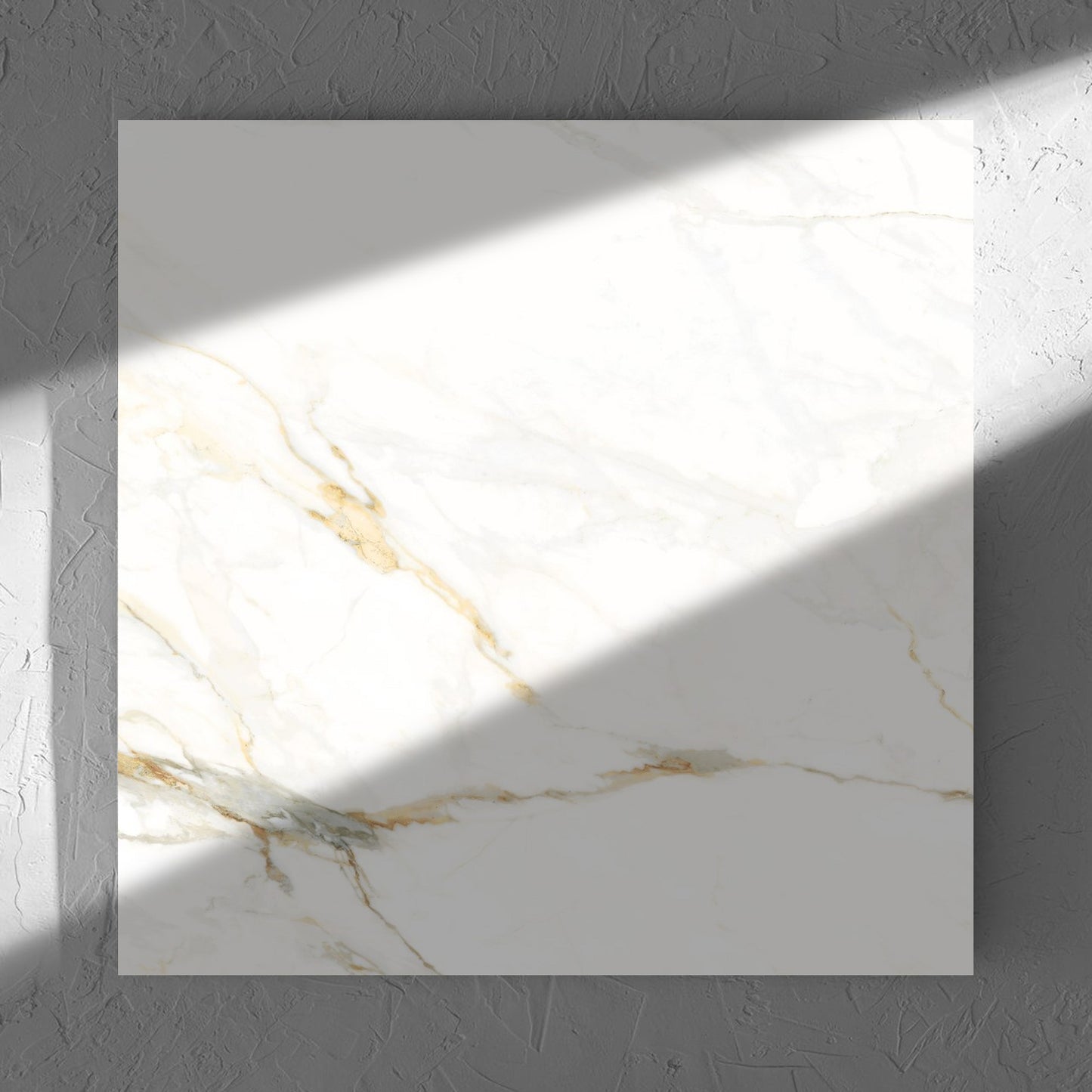 Calacatta Vagli Matt 600x600mm tile in soft natural window light, showing the tile surface