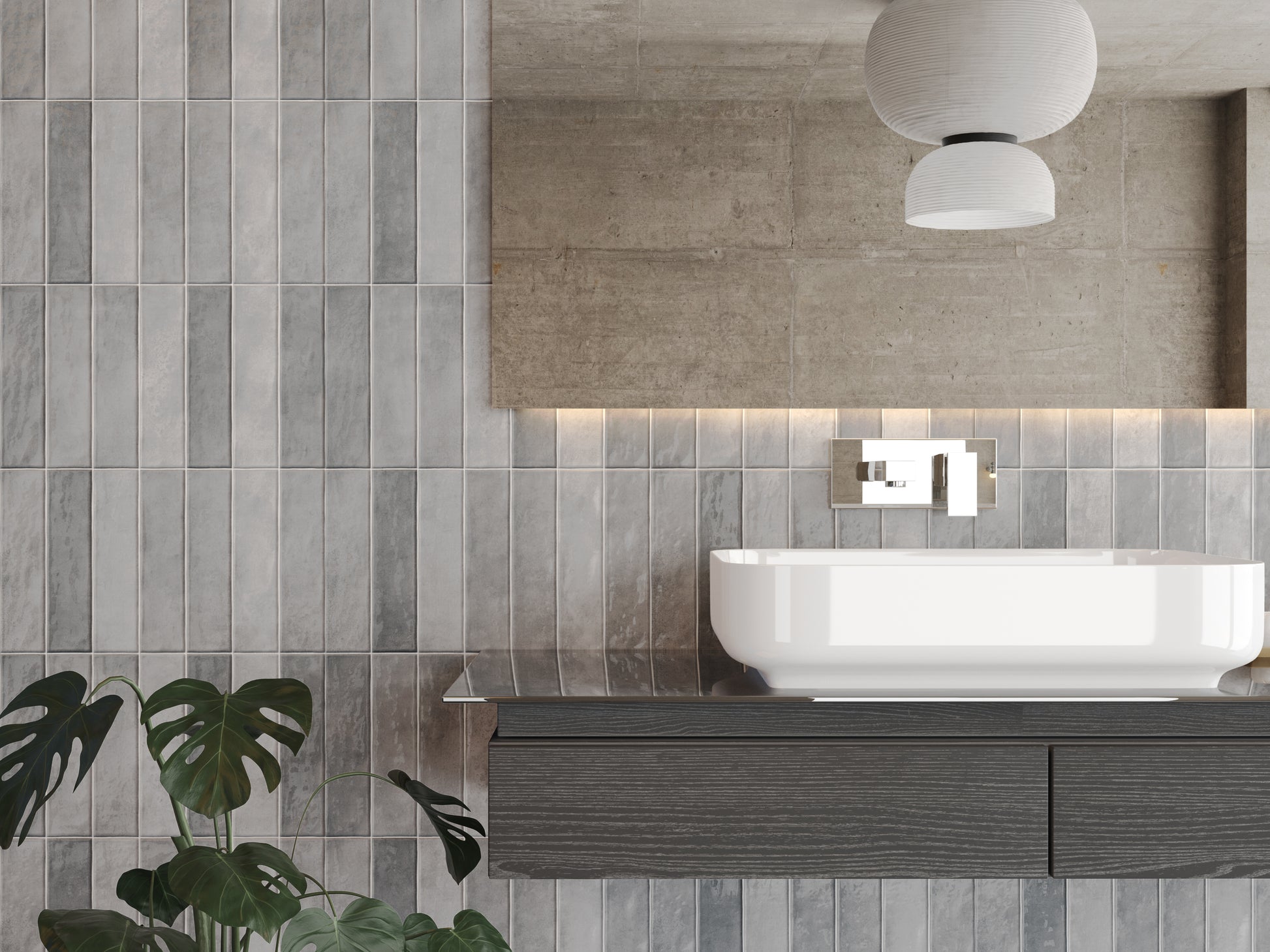 Caramela Grey Gloss 75x300mm lifestyle