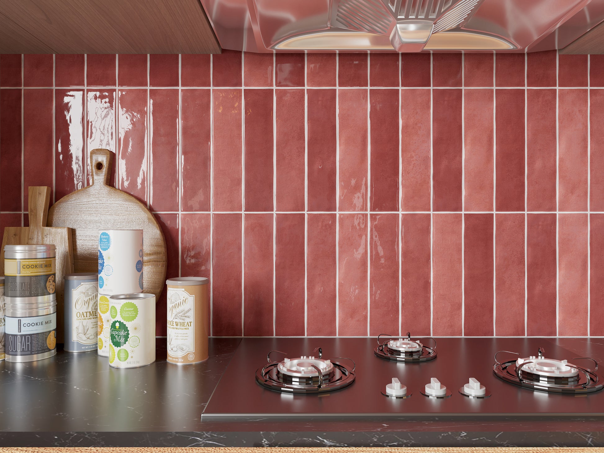 Caramela Red Gloss 75x300mm lifestyle