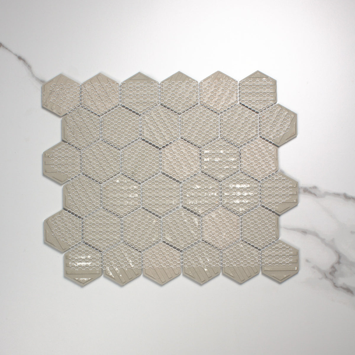 Carrara Look Matt Porcelain Glazed Hexagon 51x59mm top view