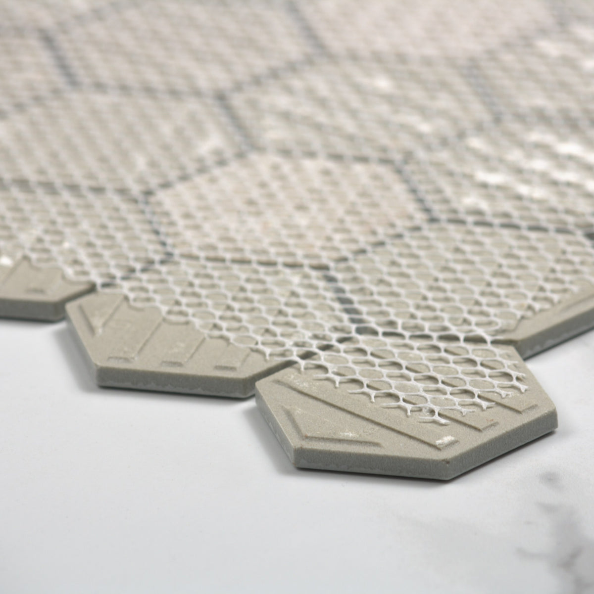 Carrara Look Matt Porcelain Glazed Hexagon 51x59mm angle view