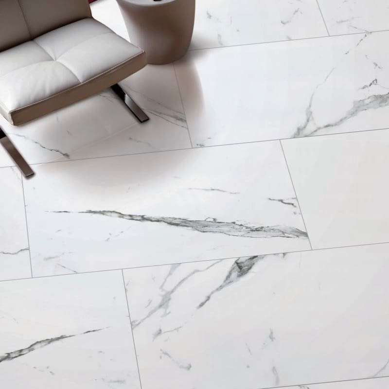 Carrara X White Gloss 300x300mm in a living room