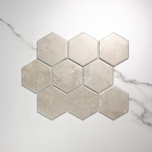 Cement Matt Porcelain Glazed Hexagon 95x110mm top view