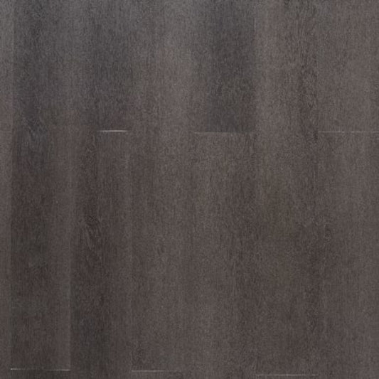 Close-up texture view of Charcoal Elegant SPC Hybrid 6.5mm Flooring 5+1.5mm showing dark grey wood-grain plank pattern with subtle natural variation.