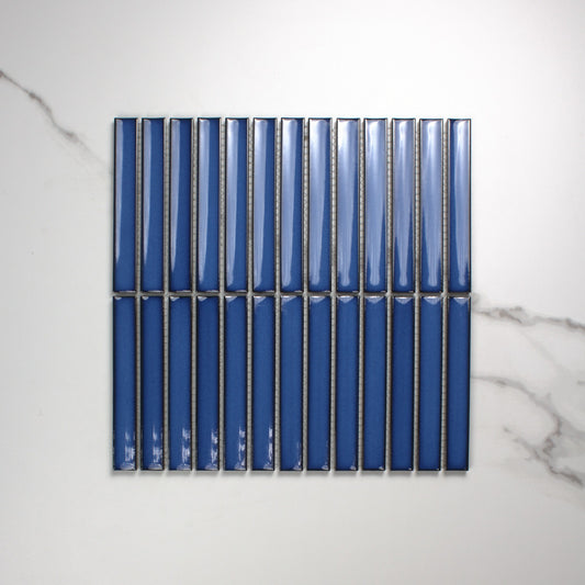 Cobalt Blue Gloss Concave Porcelain Glazed Finger 20x145mm top view