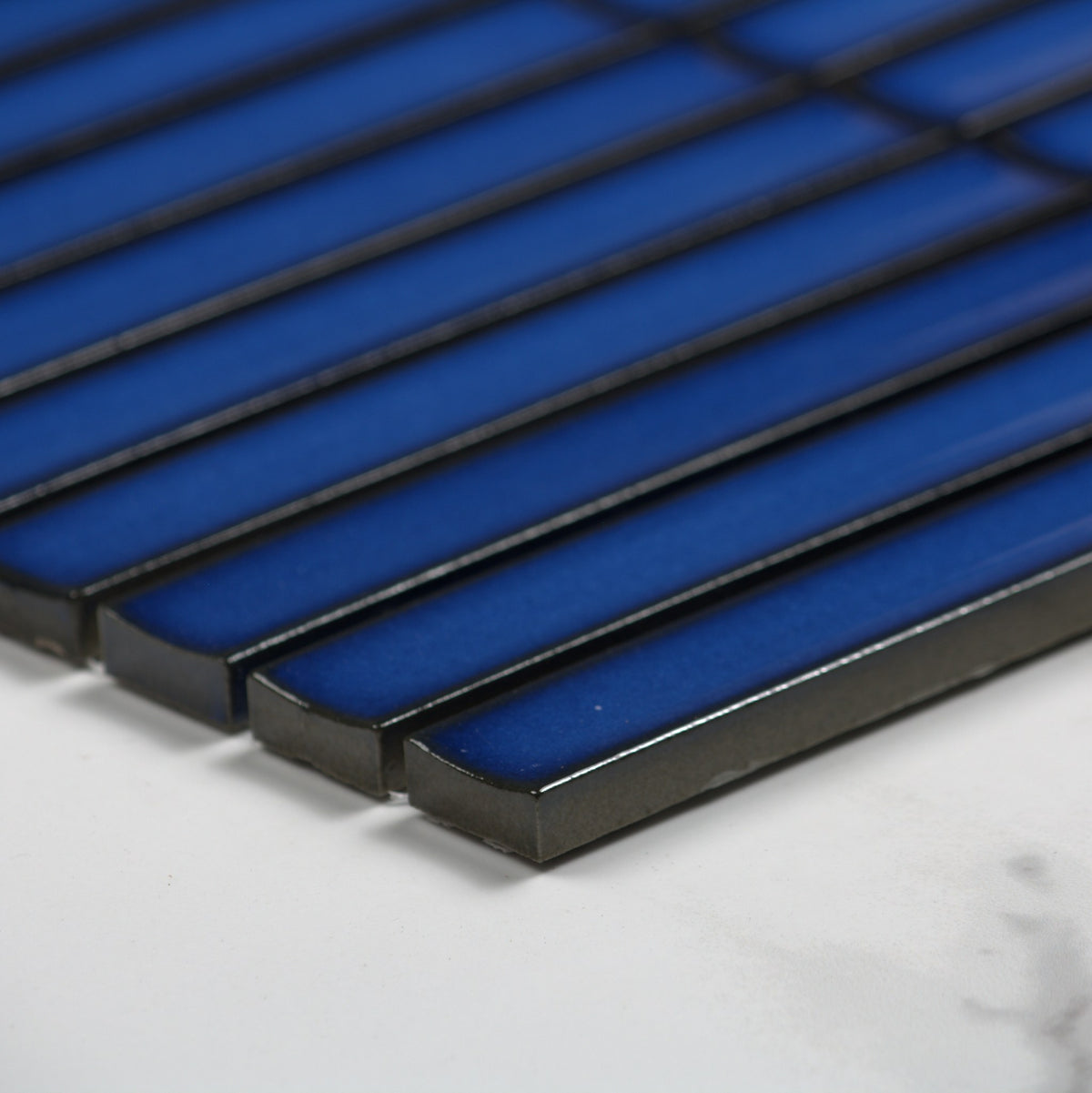 Cobalt Blue Gloss Concave Porcelain Glazed Finger 20x145mm angle view