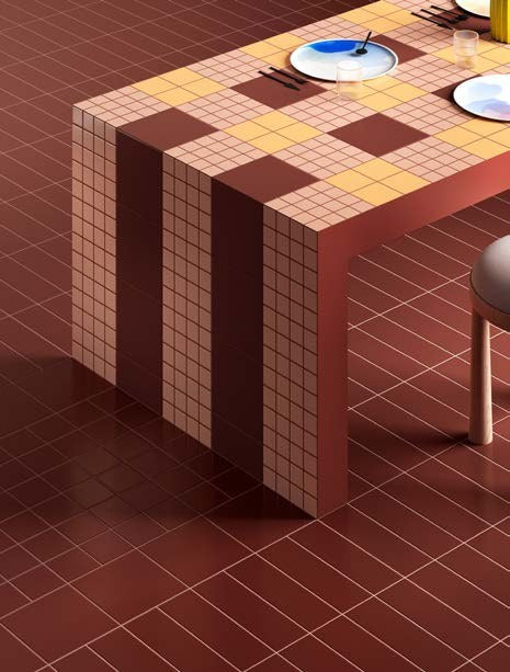 VitrA Color2.0 Oxide Red, Rose Cream, Sand Yellow mosaic dining table
