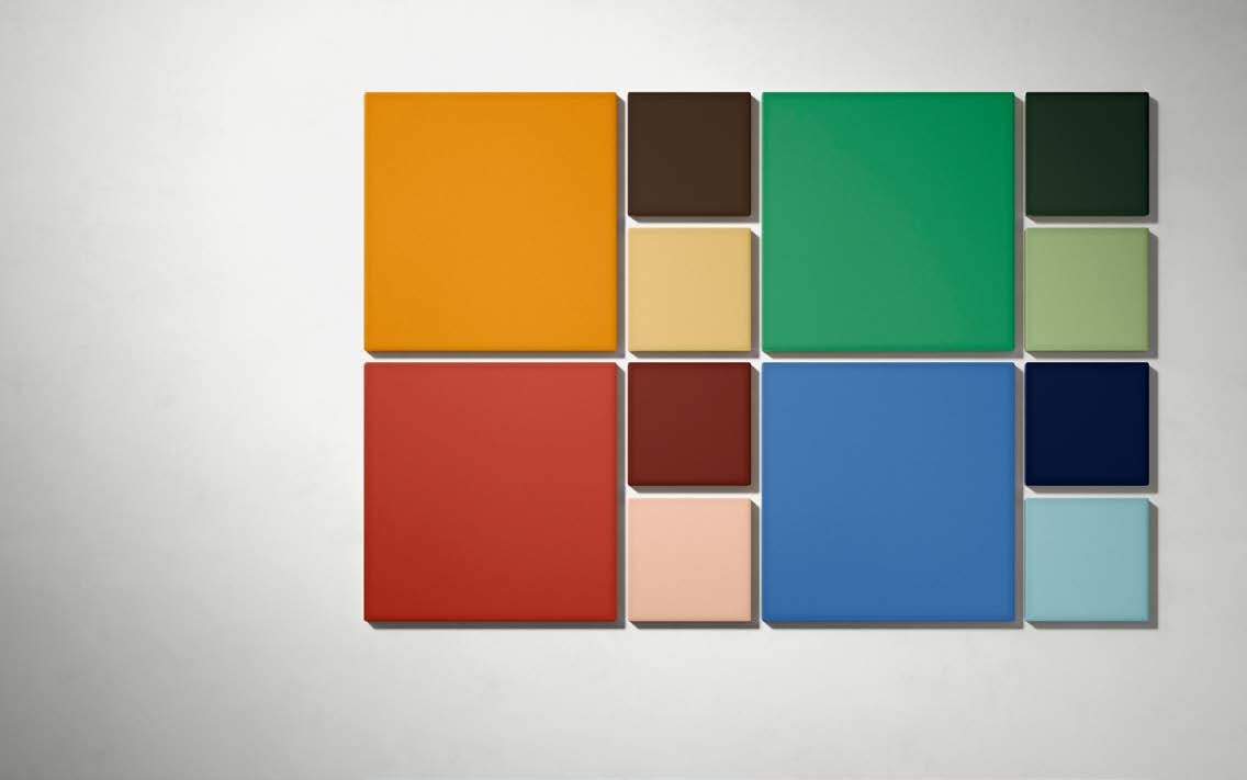 VitrA Color2.0 Turmeric Yellow, Lush Green, Azure Blue mosaic palette flat lay