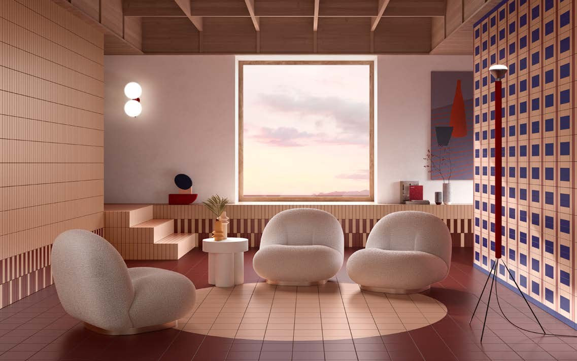 VitrA Color2.0 Rose Cream, Oxide Red, Midnight Blue mosaic lounge