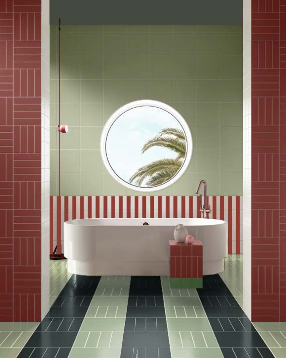 VitrA Color2.0 Oxide Red, Soap Green, Pine Green mosaic bathroom