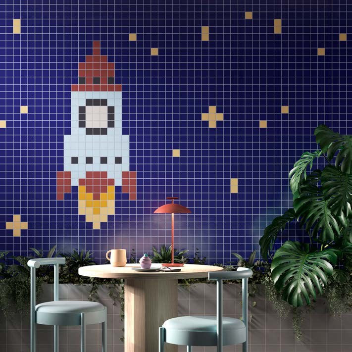 VitrA Color2.0 Midnight Blue, Sand Yellow, Oxide Red mosaic mosaic mural