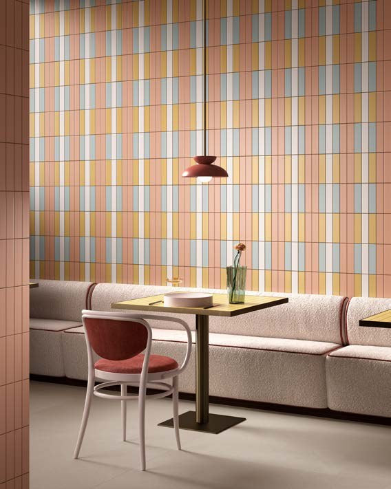VitrA Color2.0 Rose Cream, Sand Yellow, Pool Blue mosaic cafe