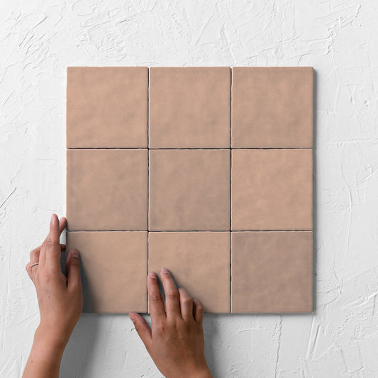 Casablanca Coral Gloss tiles laid in a grid, top view