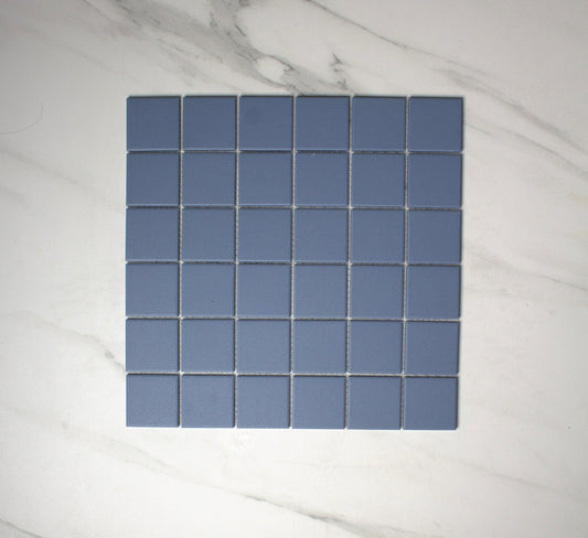 cornflower blue unglazed 48x48mm square top view
