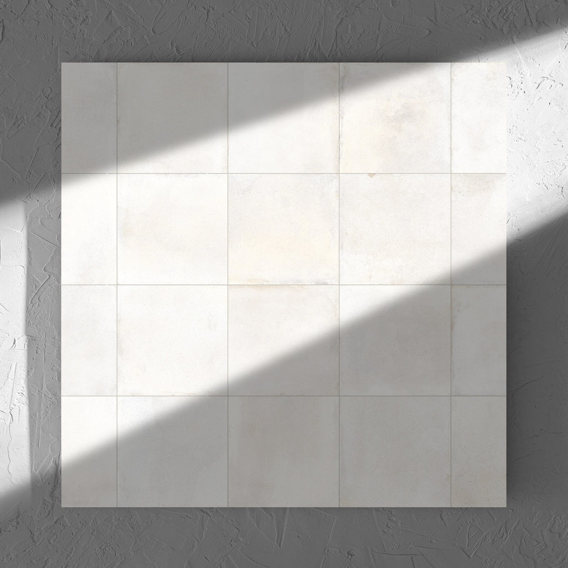 Cotto Ice Matt 600x600mm tile in soft natural window light, showing the matt surface