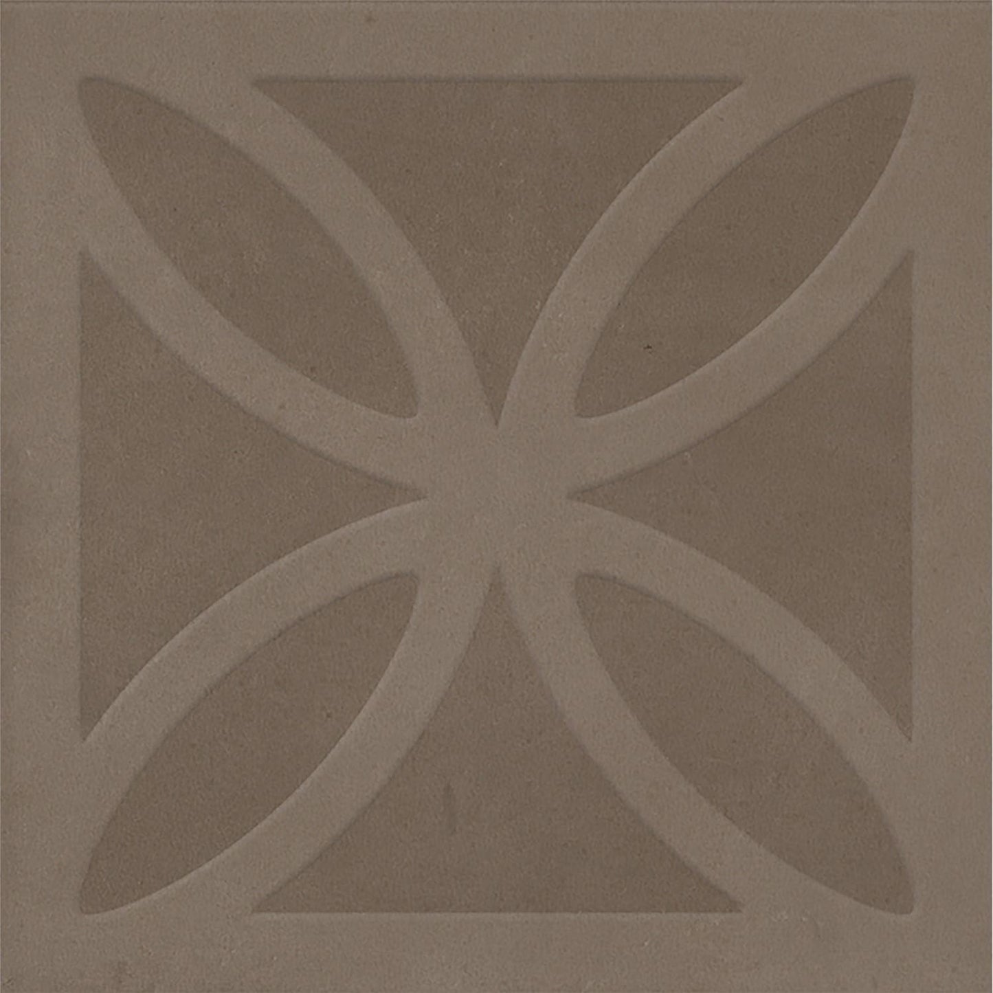 Craft Art 3D Earth 200x200mm square tile in warm taupe featuring a raised botanical petal relief pattern with subtle matte finish.