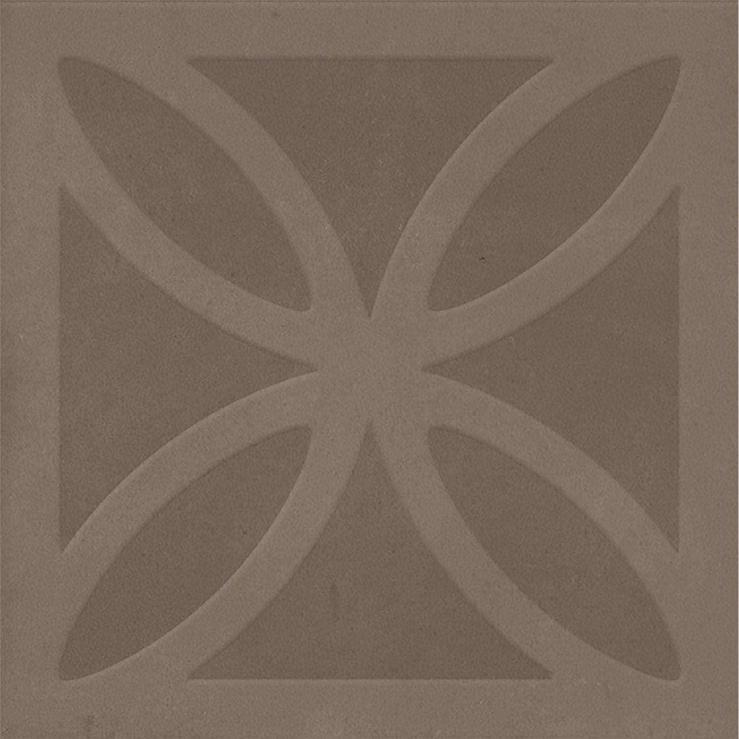 Craft Art 3D Earth 200x200mm square tile in warm taupe featuring a raised botanical petal relief pattern with subtle matte finish.