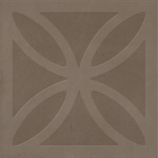 Craft Art 3D Earth 200x200mm square tile in warm taupe featuring a raised botanical petal relief pattern with subtle matte finish.