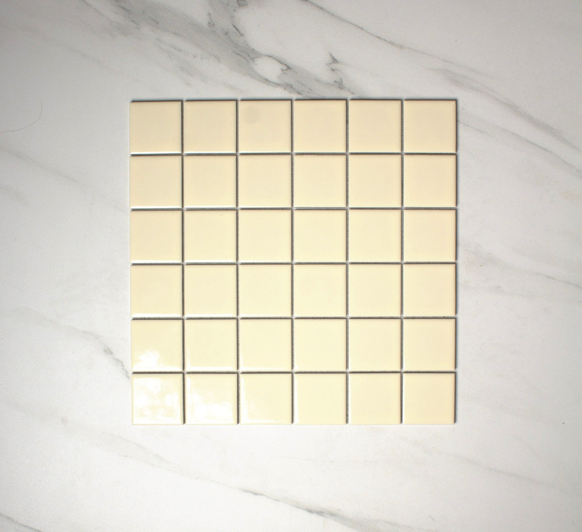 cream gloss porcelain glazed 48x48mm square top view