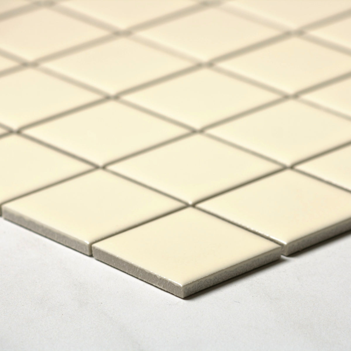 cream gloss porcelain glazed 48x48mm square angle view