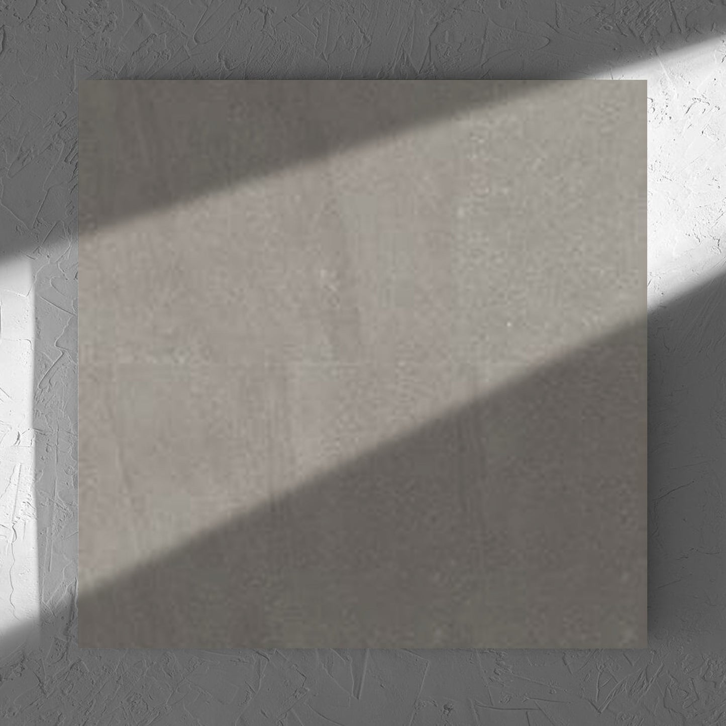 Crystal Quartz Greige Matt Rectified 600x600mm tile in soft natural window light, showing the tile surface
