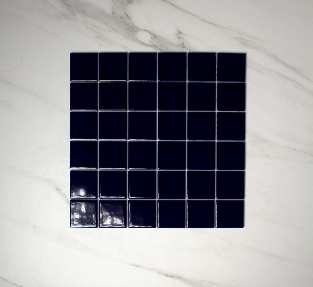 dark blue gloss porcelain glazed 48x48mm square top view