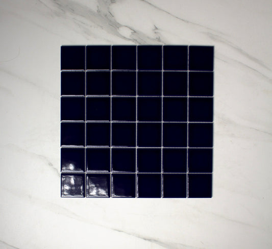 dark blue gloss porcelain glazed 48x48mm square top view