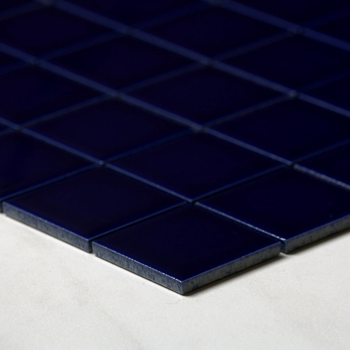 dark blue gloss porcelain glazed 48x48mm square angle view
