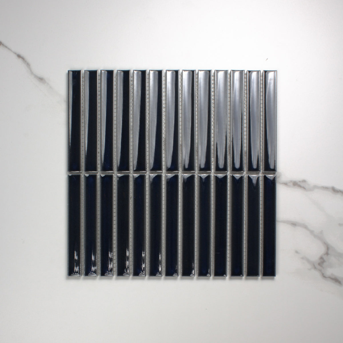 Dark Navy Gloss Concave Porcelain Glazed Finger 20x145mm top view