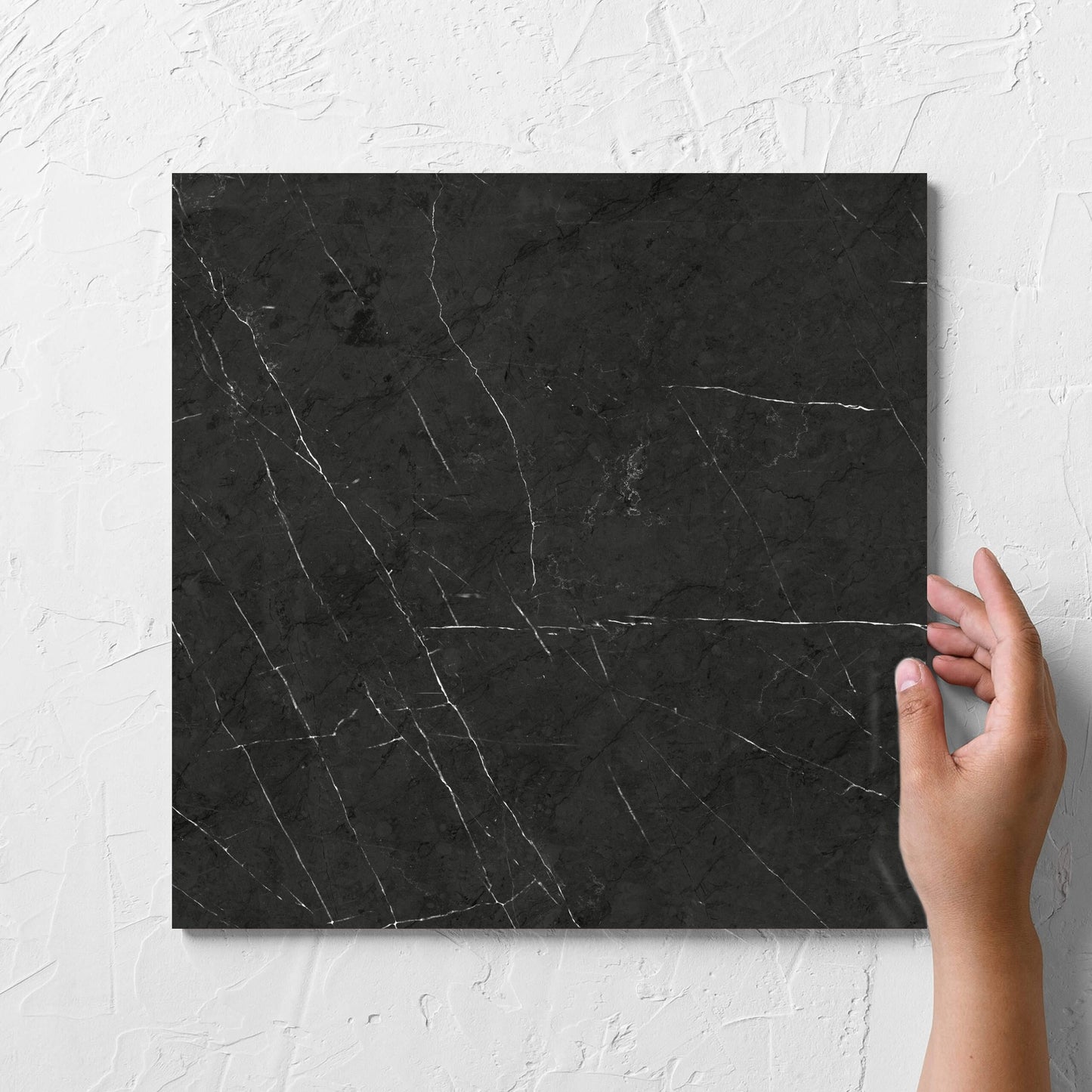 Pedra Charcoal Matt 300x300mm hand 1