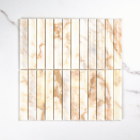 Elementa Calacatta Gold Concave Mosaic 23x148mm top view