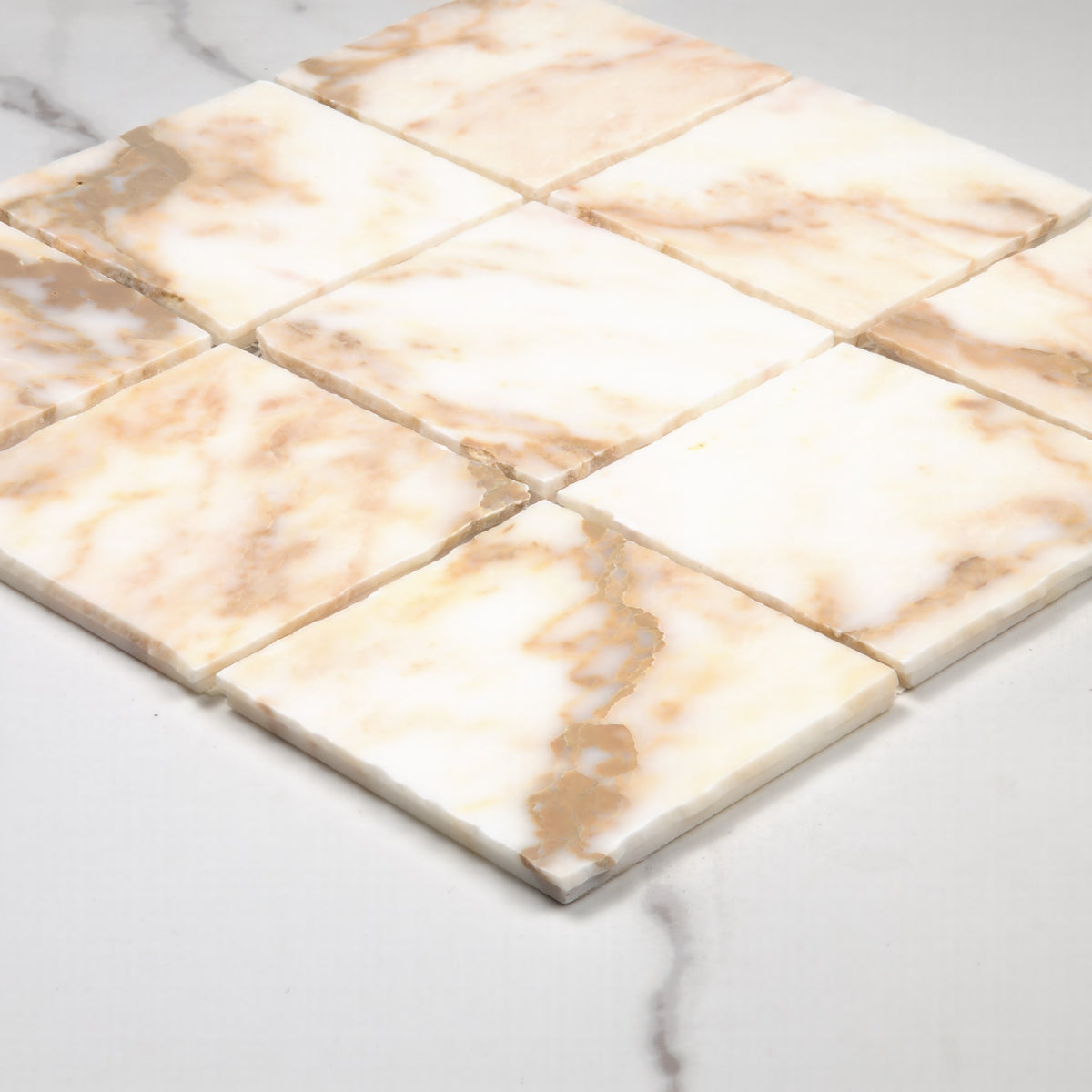 Elementa Calacatta Gold Mosaic 100x100mm angle view